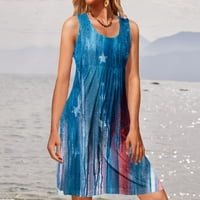 Ženska srednja haljina za neovisnost Dana neovisnosti Ljetna haljina za ljuljanje ležerne grafičke majice bez