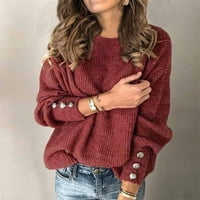 Ženski pleteni puloveri od poliestera s dugim rukavima za jesen / zimu Plus veličine jednobojni puloveri džemperi