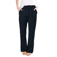 Ženske hlače A-liste Plus Size Modne jednobojne ravne hlače s džepovima i elastičnim elastičnim strukom