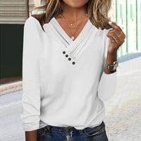 Ženska jesenska moda, Ženske majice s rukavima ljeto s izrezom u obliku slova H. jednobojni tanki slatki vrhovi