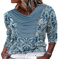 Topovi dugih rukava za žene, ležerni široki pulover, šik majica s cvjetnim printom, široka bluza od tunike, majica