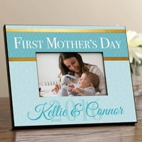 Prvi majčin dan personalizirani okvir za slike, plavi