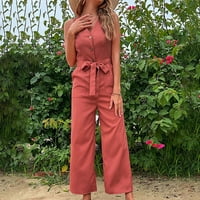 Ženski modni ljetni jednobojni casual kombinezon s naramenicama bez rukava Harem hlače joga odjeća