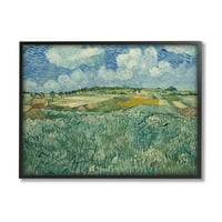Ravnica u blizini overa s kišnim oblacima Van Goghova pejzažna slika u crnom okviru umjetnička gravura zidna umjetnost
