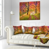 Designart Svijetle šarene jesenske stabla u šumi - Jastuk za bacanje tiskanih krajolika - 18x18