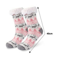 Par čarapa do sredine teleta obloženih šerpom, rastezljivi mekani materijal s božićnim uzorkom Jelena, zaštita