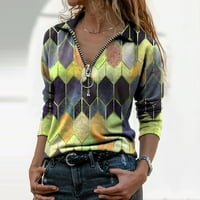 Ženska bluza s printom u donjem rublju, ležerna majica s geometrijskim printom s reverom, modna ženska bluza s