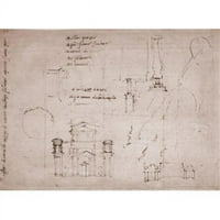 Arhitektonsko pročelje Michelangela Buonarrotija, crtež iz 1475. godine-Italija Firenca Galleria degli Uffizi