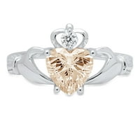 Dijamant u obliku srca izrezan 1,06 karata imitacija šampanjca bijelo zlato 14 karata zaručnički prsten za godišnjicu