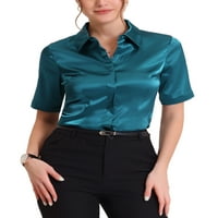 Jedinstvene ponude ženske radne poslovne Ležerne ljetne satenske košulje s kratkim rukavima