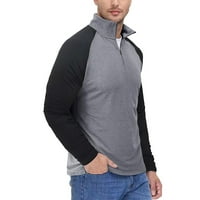 Umiaty muški košulja s dugim rukavima muške dugih rukava s patentnim zatvaračem visoki vrat pukotina pulover boja