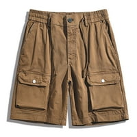Dianli muški teretni kombinezoni preveliki kratki multi-džepovi opuštena ljetna plaža čvrste boje elastične hlače