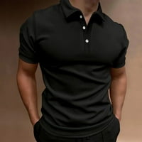 Uorcsa prozračna ležerna solidna gumba za pulover s puloverom kratke rukave bluze crne boje crne boje