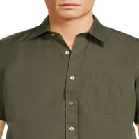 Srebrna naljepnica muške košulje s čvrstim haljinama s kratkim rukavima s džepom u prsima