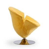 Rotirajuća akcentna stolica od žutog tulipana i poliranog kromiranog baršuna
