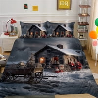 Komplet posteljine, pokrivač za poplun, festivalska jastučnica sa snježnim krajolikom, poplun, luksuzna Božićna