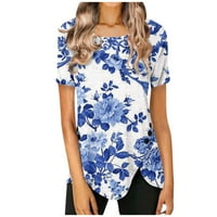 Modne ljetne majice za žene, lijepe majice kratkih rukava s cvjetnim printom, Ležerne majice s okruglim vratom