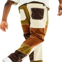 Peyakidsaamen traperice s ravnim nogama pokvarene patchwork blok opuštene fit denim hlače m-2xl