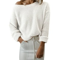 Ženski pulover džemperi obrezani pulover od pulovera za žene lagane udobne bijele 2xl