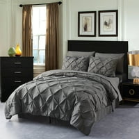 Bračni krevet u kompletu s vrećicom-alternativni nabrani poplun, tamno siva