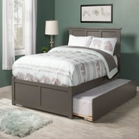 Madison Full Solid Wood Platform krevet s pločom i punim kovčegom u sivoj boji