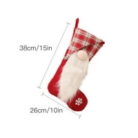 Božićna čarapa pletena velik kapacitet tradicionalni s obrubom šareni dekor drveća pahuljasti bezlični čovjek
