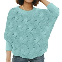 Ženski zimski čvrsti pleteni džemper s dugim rukavima