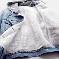 Zpanxa Womens Jean jakna moda zimska vrhova jakna Kratki casual kaubojski džepovi zgušnjavani dugi rukavi nadmaše