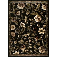 Tradicionalni cvjetni tepih u kući, crno-zeleni, 3'795'2