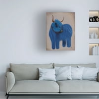 Fab Funky 'Highland Cow Blue Full' Canvas Art