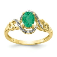 Primalno zlato karatno žuto zlato smaragd i dijamantni prsten
