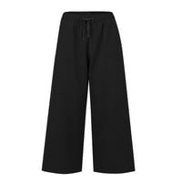 Elastične hlače širokih nogavica Ležerne Ležerne udobne hlače za plažu ženske topove Crne A-liste