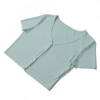 Crop Top s izrezom u obliku slova U i kratkim rukavima majice osnovni top seksi Crop Top za žene