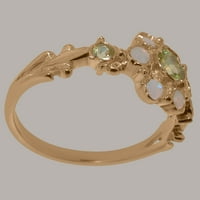 Ženski prsten od peridota i opala od ružičastog zlata britanske proizvodnje 18K-opcije veličine-veličina 5,75