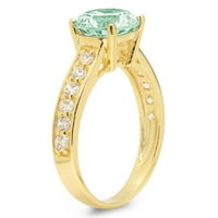 Zeleni simulirani dijamant okruglog reza od 2,18 karata ugraviran u žuto zlato od 18 karata, vjenčani prsten za