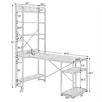 Računalni stol s policama u slojevima, radni stol s policom za odlaganje, radni stol za kućni ured, polica za