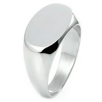 Klasični obični prsten od sterling srebra ovalnog oblika s ravnom površinom, poliran do sjaja