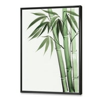 Detalj palminog bambusa na uokvirenom bijelom platnu; Art Print
