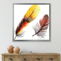 Dizajnerska umjetnost šareno perje u boho stilu boemski i eklektični uokvireni umjetnički tisak