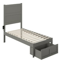 NoHo 14 okvir kreveta s platformama s dvostrukim drvenim platformama s skladišnim ladicama, siva