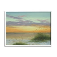Obalne trske Sunset Sunset Shore obala obalna slika Bijela uokvirena umjetnička print zidna umjetnost