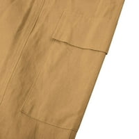 Posteljine hlače za žene visoke hlače s širokim nogama ležerna elastična palazzo hlača plaža hlače ženske teretne