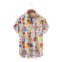 Havajske košulje za muškarce i dječake s printom Vinnie Pooh, uobičajeni kroj, ležerna havajska košulja kratkih