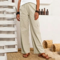 Ženske gaćice Ženske platnene više-džepove Čvrste hlače labave duge hlače kombinezone hlače Khaki M