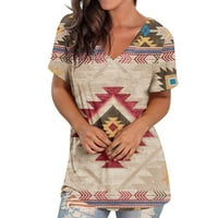 Ženska ljetna majica s modnim printom, Ležerne široke majice s izrezom u obliku slova A i kratkim rukavima