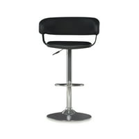 Podesiva barska stolica sa zakrivljenim naslonom i okretnim mehanizmom, krom s bijelom kožom;