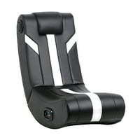 Rokerska vrlina 2. Audio sklopiva kožna podna stolica za ljuljanje, Crna, bijela