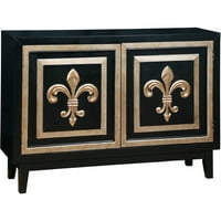 Crno -zlatno fluer di lis credenza