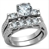 Prsten od poliranog nehrđajućeg čelika s prozirnim prstenom od nehrđajućeg čelika veličine 5