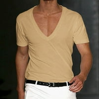 Muške košulje muške ljetne majice kratkih rukava s izrezom u obliku slova u, jednobojni pulover, ležerna majica,